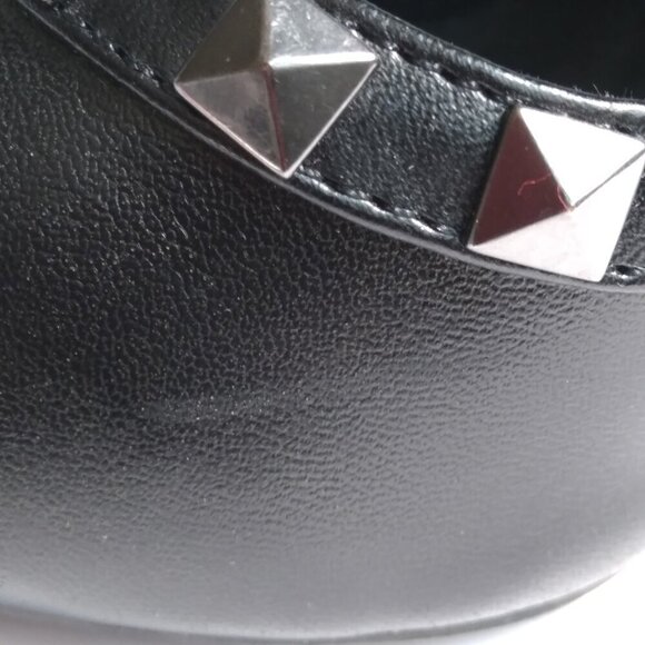 Black Pointed Toe 5 Brass Studded Strap Gladiator Style Stiletto Heels sz 7 - Picture 10 of 11